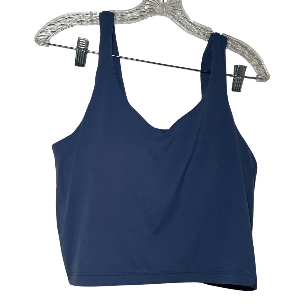 NWOT Quince Ultra-Form V-Neck Cropped Tank in storm blue women's large